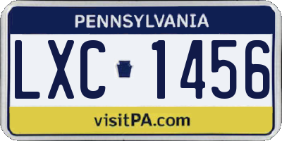 PA license plate LXC1456