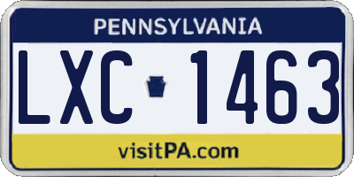 PA license plate LXC1463