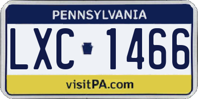 PA license plate LXC1466