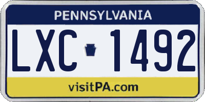 PA license plate LXC1492