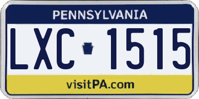 PA license plate LXC1515