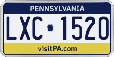 PA license plate LXC1520
