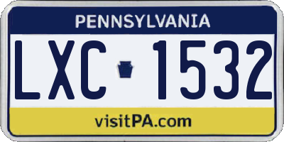PA license plate LXC1532