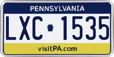 PA license plate LXC1535