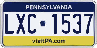 PA license plate LXC1537
