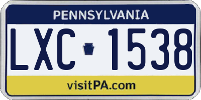 PA license plate LXC1538