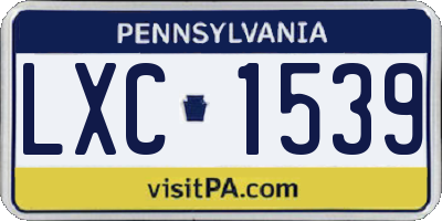 PA license plate LXC1539
