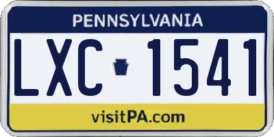 PA license plate LXC1541