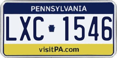PA license plate LXC1546