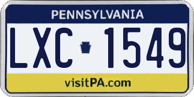 PA license plate LXC1549