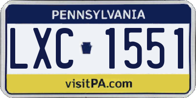 PA license plate LXC1551