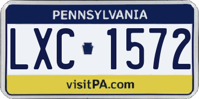 PA license plate LXC1572