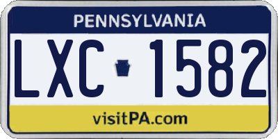 PA license plate LXC1582