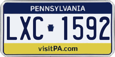 PA license plate LXC1592