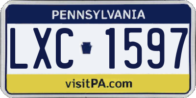 PA license plate LXC1597