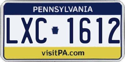 PA license plate LXC1612