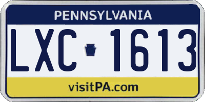 PA license plate LXC1613