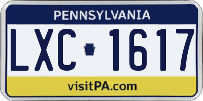 PA license plate LXC1617