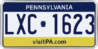 PA license plate LXC1623
