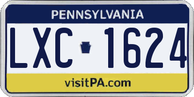 PA license plate LXC1624