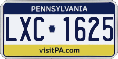 PA license plate LXC1625