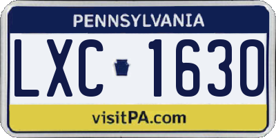 PA license plate LXC1630