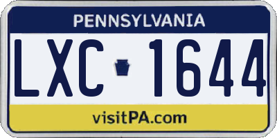 PA license plate LXC1644