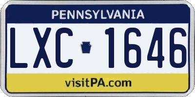 PA license plate LXC1646
