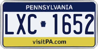 PA license plate LXC1652