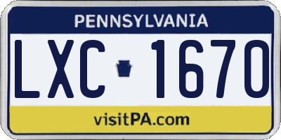 PA license plate LXC1670