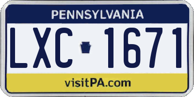 PA license plate LXC1671