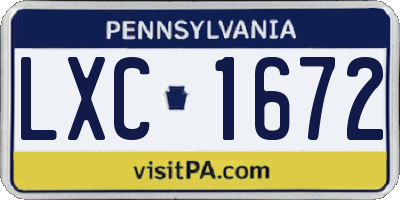 PA license plate LXC1672