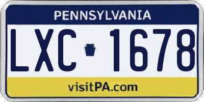 PA license plate LXC1678