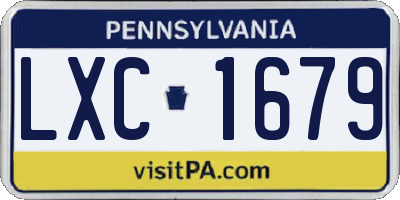 PA license plate LXC1679