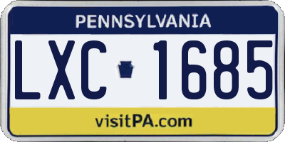 PA license plate LXC1685