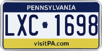 PA license plate LXC1698