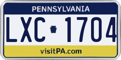 PA license plate LXC1704