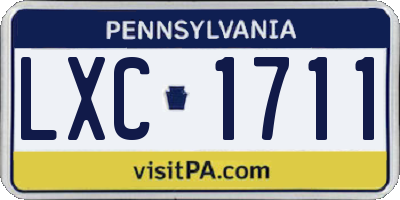PA license plate LXC1711