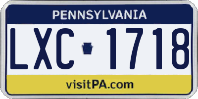 PA license plate LXC1718