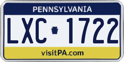 PA license plate LXC1722