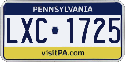 PA license plate LXC1725