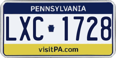 PA license plate LXC1728