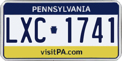 PA license plate LXC1741