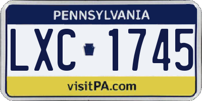PA license plate LXC1745