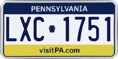 PA license plate LXC1751