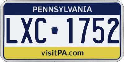 PA license plate LXC1752