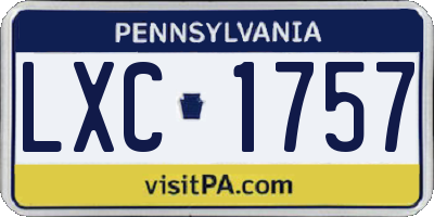 PA license plate LXC1757