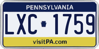 PA license plate LXC1759