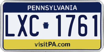 PA license plate LXC1761