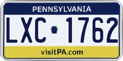 PA license plate LXC1762